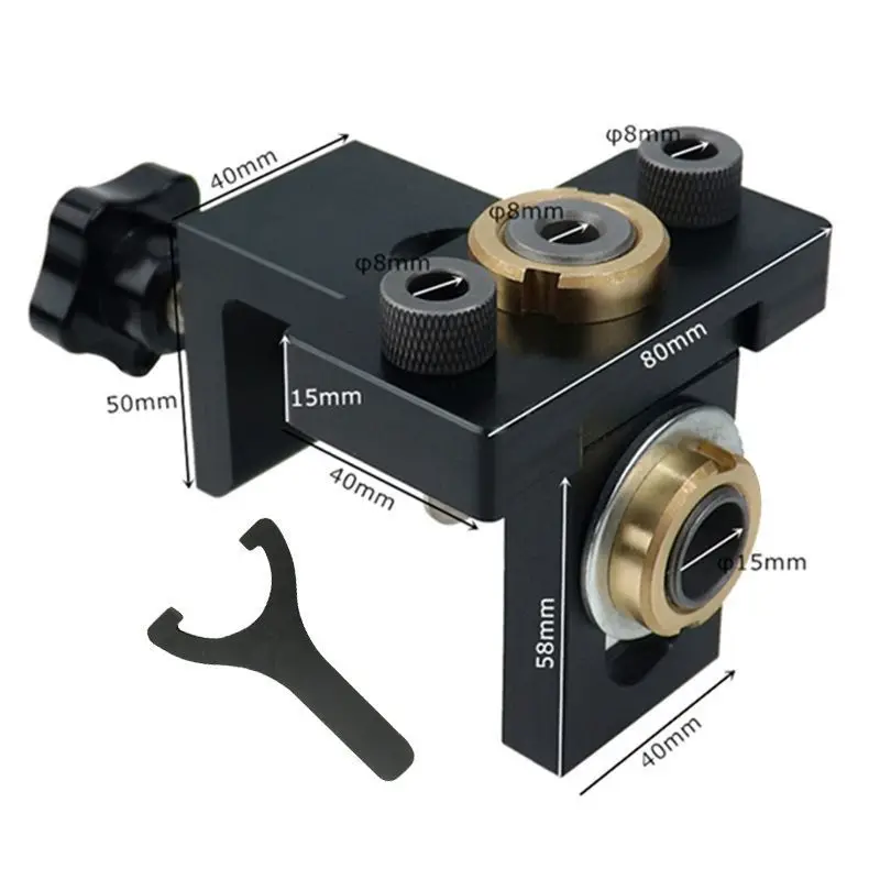 3 in 1 Adjustable Doweling Jig Woodworking Pocket Hole Jig With 8/15mm Drill Bit For Drilling Guide Locator Puncher Tools