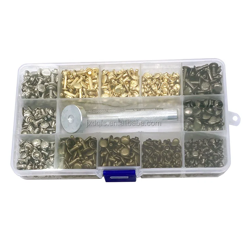 360 Sets 3 Sizes 4 colors Rivets Double Cap Rivets Metal Studs with 3 pieces Setting Tool for Leather Craft Repairs Decoration