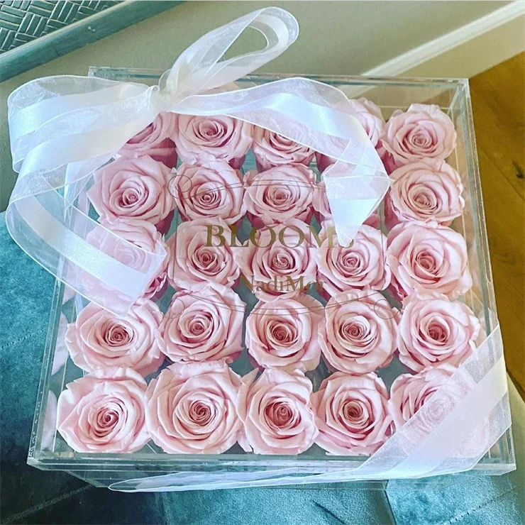 Wholesale Preserved Bouquet Box Clear Acrylic Flower Box with Lid for Florist Supplier