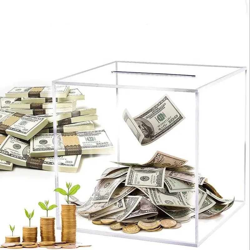 Acrylic Donation Box Sign Holder Clear Ballot Donation Boxes for Fundraising  Voting Raffle Tip Jar Storage Container