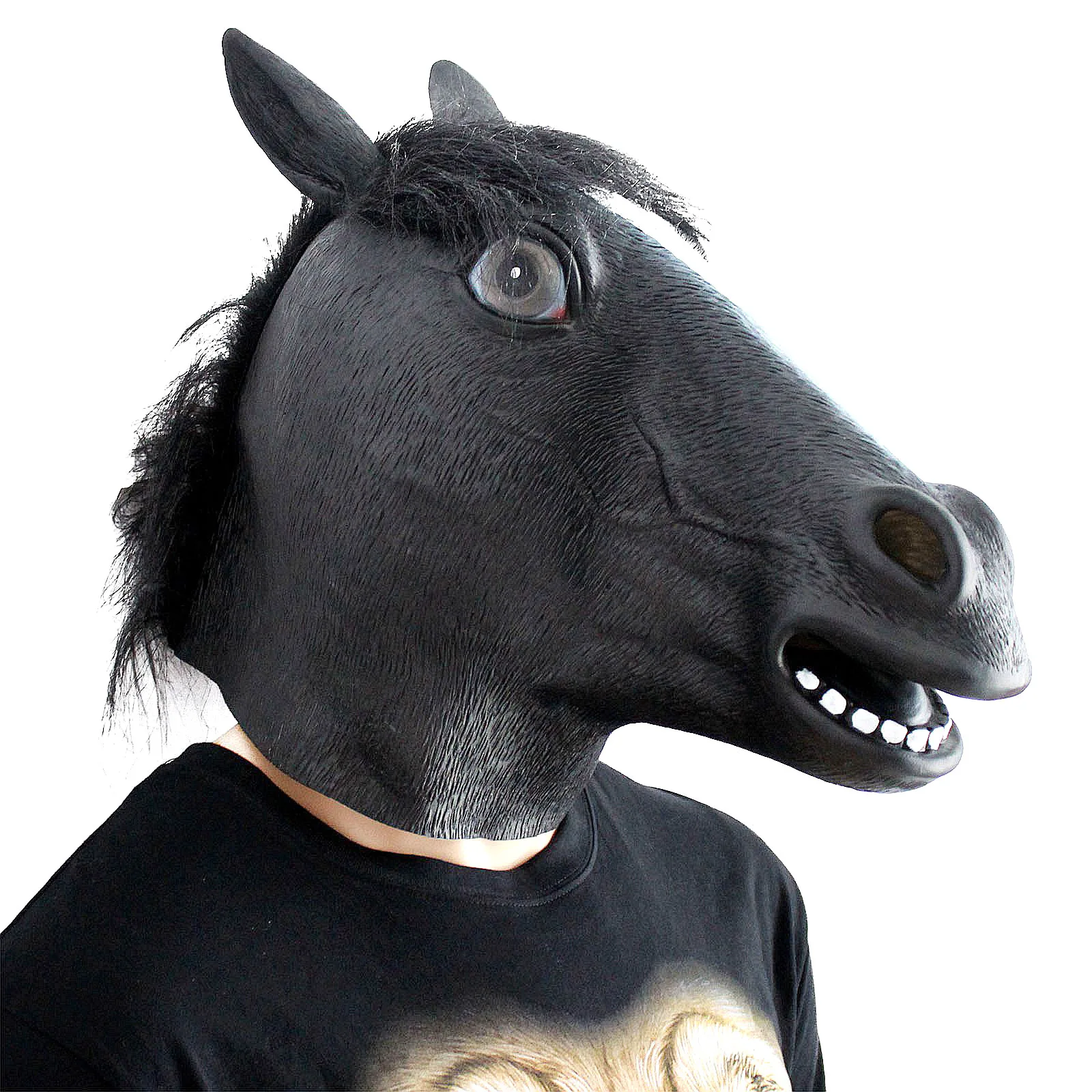 Super September Halloween black horse head brown horse head cosplay masquerade show cute latex animal mask