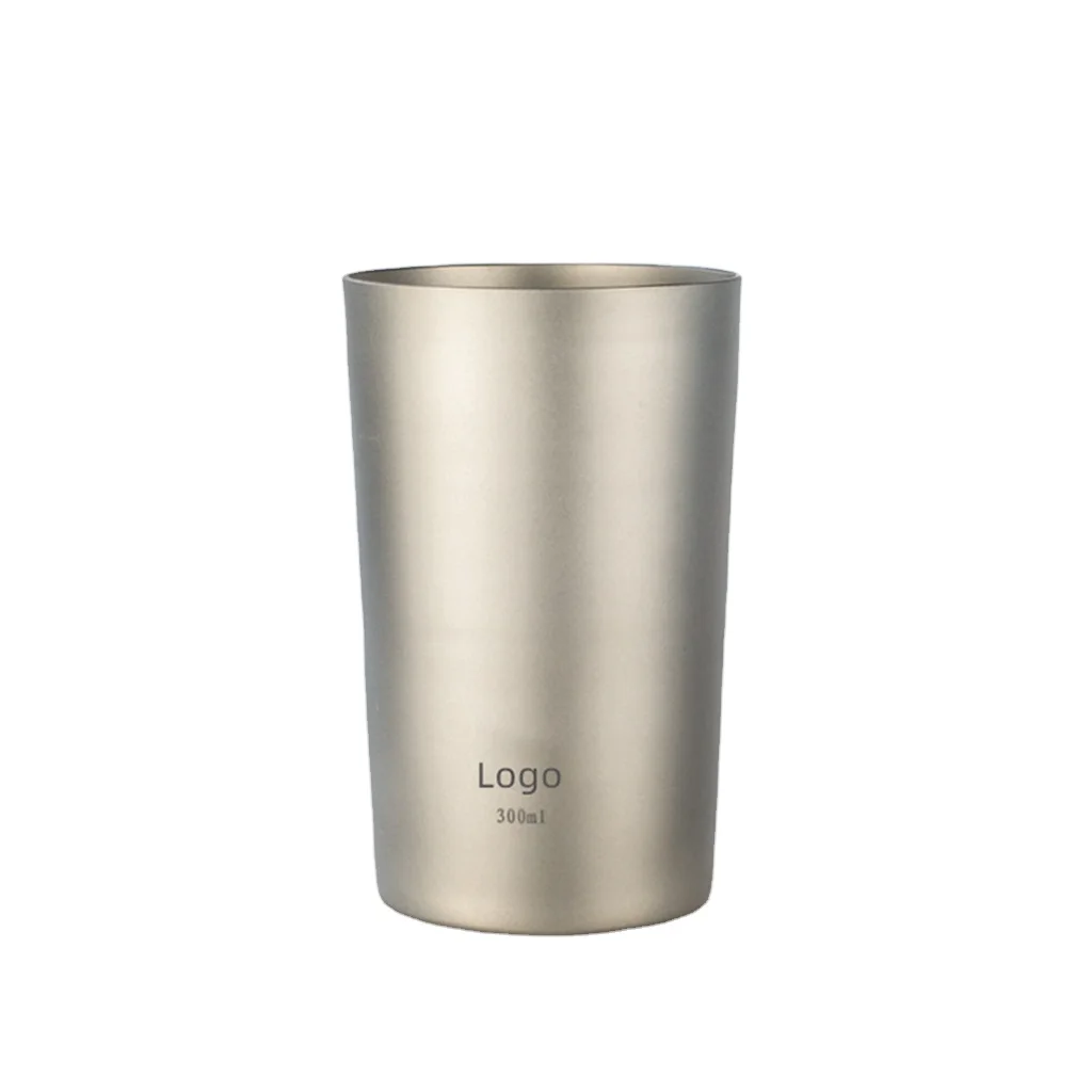 portable outdoor camping hiking double wall beer water mug pure titanium cup 300ml 500ml