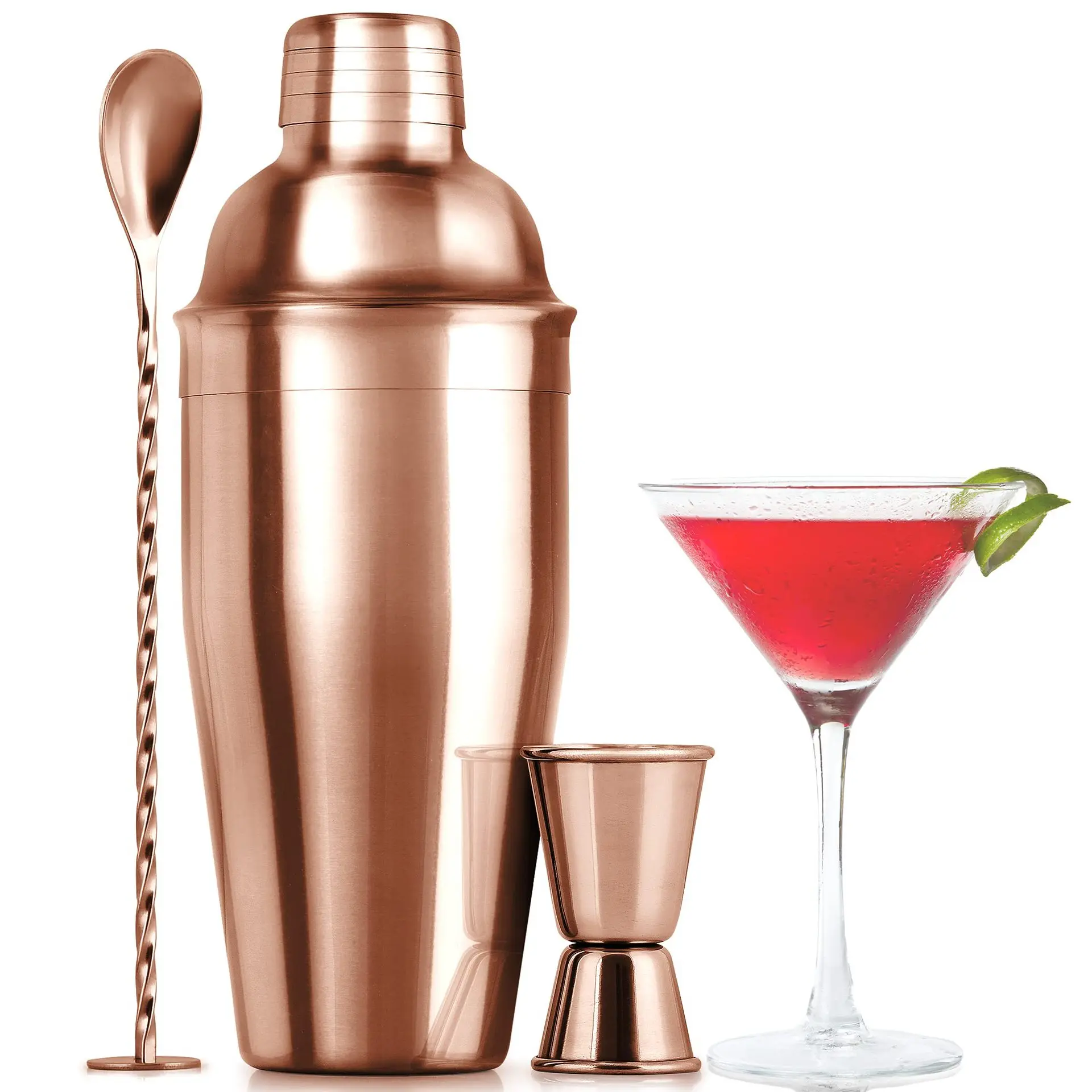 24oz Cocktail Shaker Bar Set Professional Margarita Mixer Drink Shaker and Measuring Jigger & Mixing Spoon Set