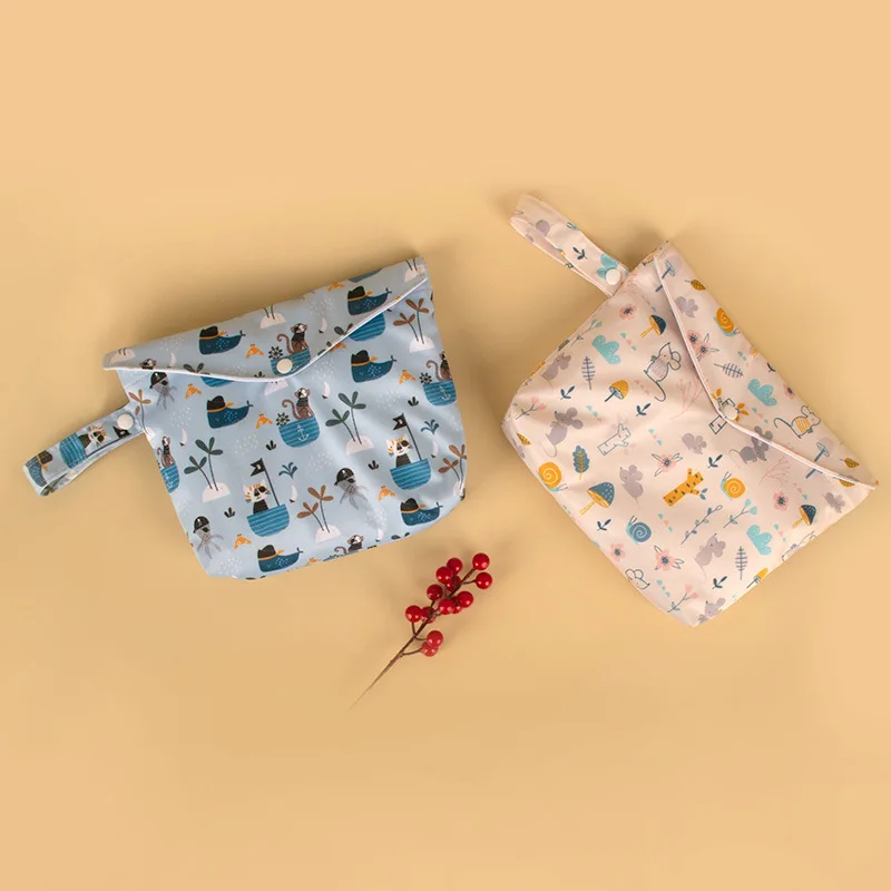 Three dimensional storage bag Open top printed waterproof bag with handle leak proof wet diaper bag