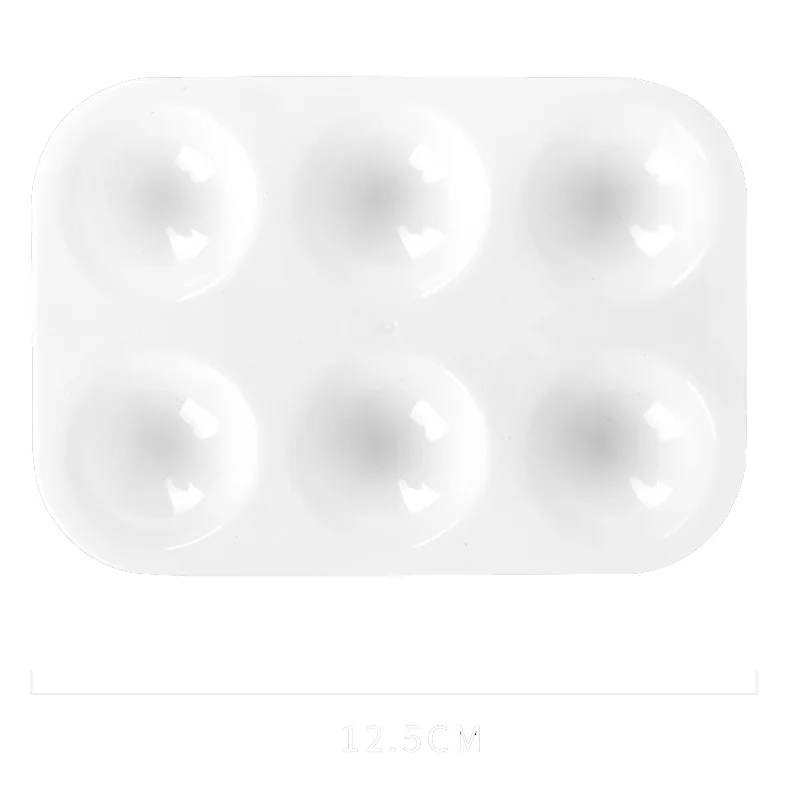 White Plastic Acrylic and Watercolor 6 Wells Paint Palette