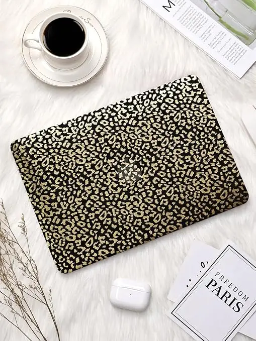 Luxury Glossy Leopard Leather Plastic Hard Shell Case laptop case for Macbook Air 13/15/16 M1 M2 M3