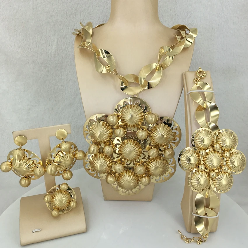Yuminglai Dubai Jewelry Set for Women Brazilian gold jewelry Sets Italian Gold Plated Jewelry Sets FHK12862