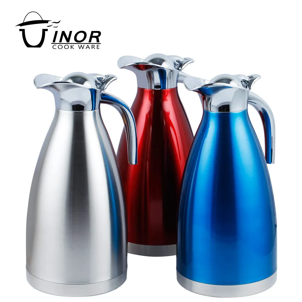68 Oz/2L Stainless Steel Thermal Coffee Carafe with Press Button, Double Wall Vacuum Insulated Thermo Pot for Juice Milk Tea