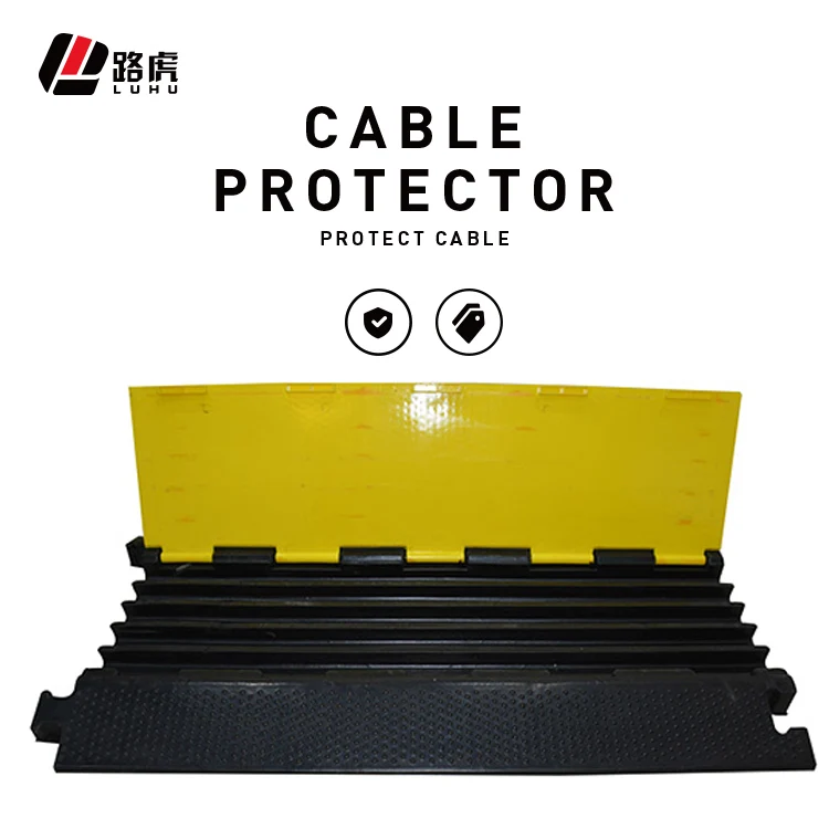 Professional Rubber PVC black yellow 2 3 5 Channel Cable Protector Wire groove speed bump
