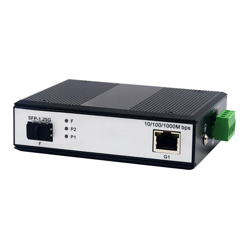 Industrial SFP To RJ45 Ethernet Media Converter 10/100/1000Mbps 1 Network Port 1 SFP Slot Din-rail Optical Fiber Transceiver
