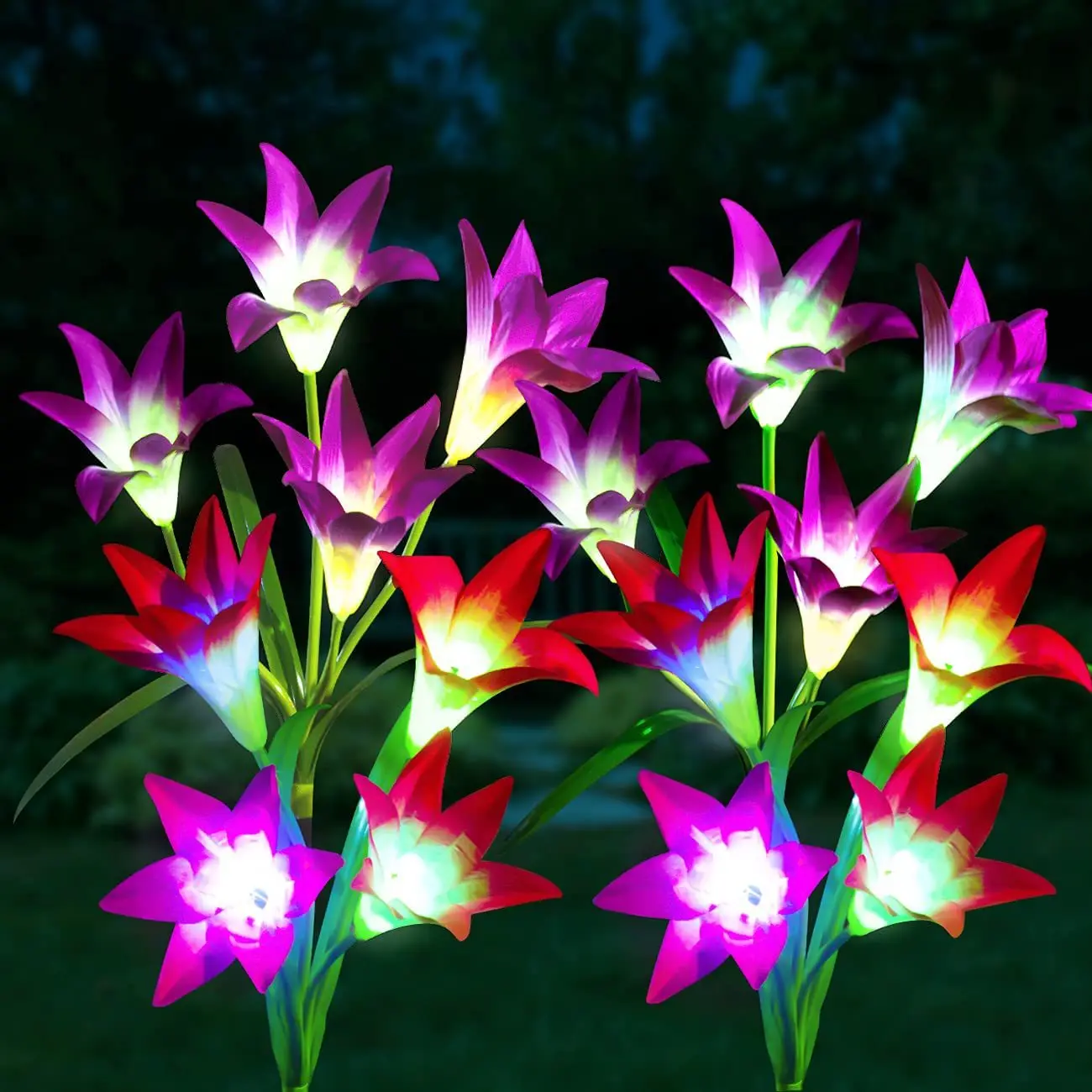 LED outdoor landscape garden lawn light solar lily simulation flower light