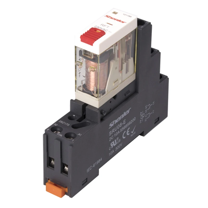 Shenler slim relay RFT2CO524LT 2 pole 8 pin 24VAC electromagnetic relay general purpose with led and test button