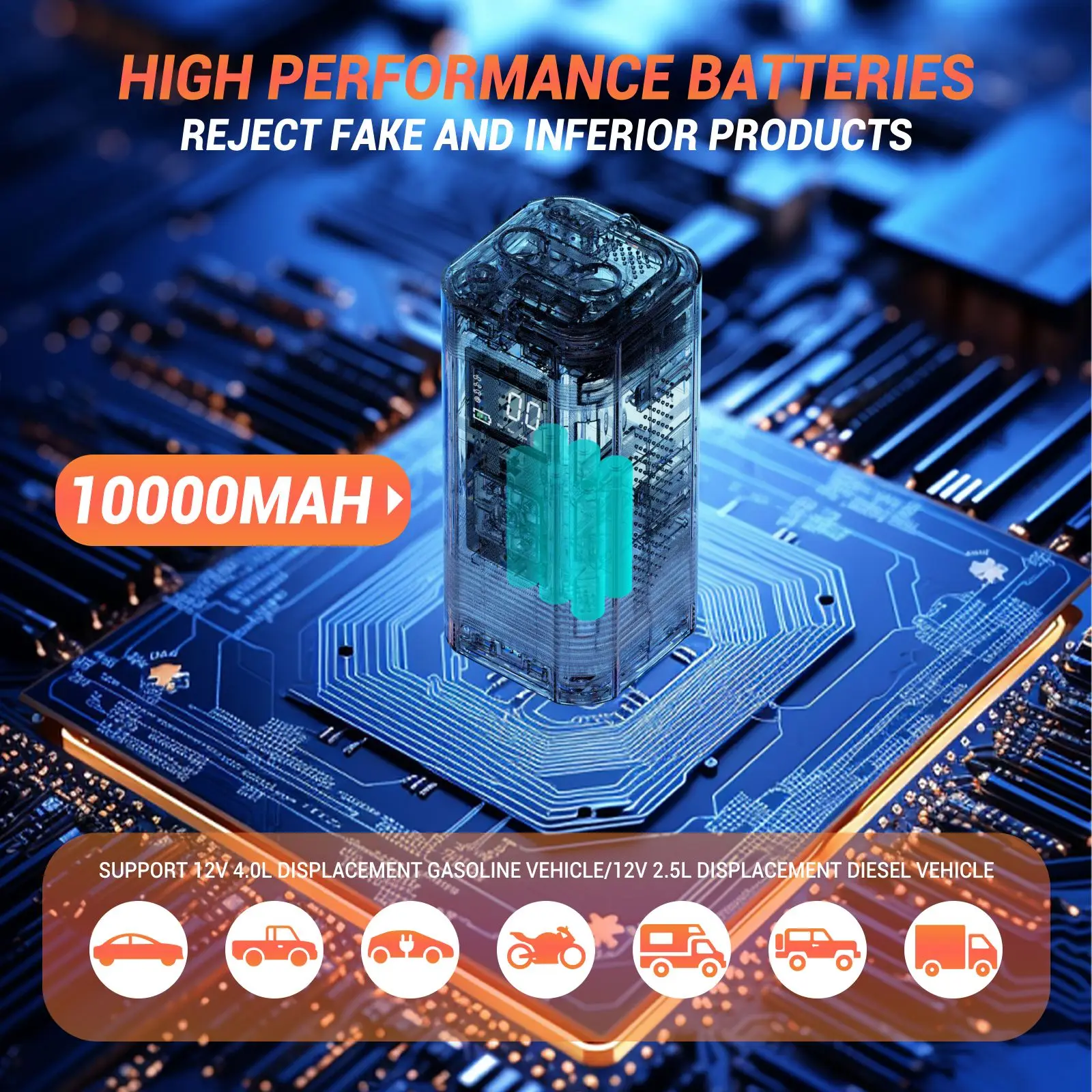 Car Jump Starter 10000mAh Power Bank Auto Portable Battery Starter Emergency Lighting Air Compressor Pump Starting Device