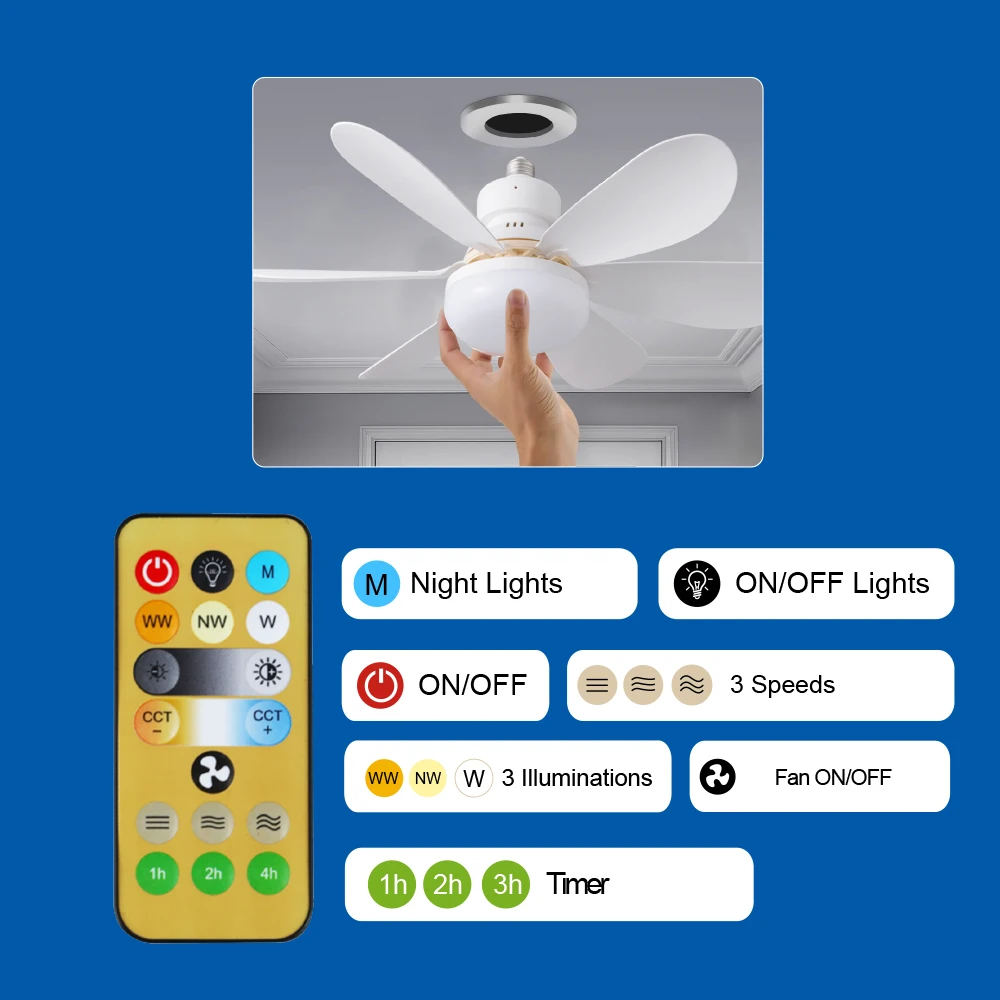 Ceiling Fan with Lights Remote Control   5-Blades  3000K-6500K CCT Switchable Dimmable Light for Bedroom  Living Room