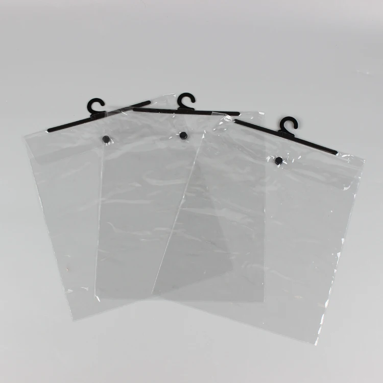 Custom Print Clear Plastic Hook Clothing Bags Biodegradable Zip Lock Packaging Bag For Clothing