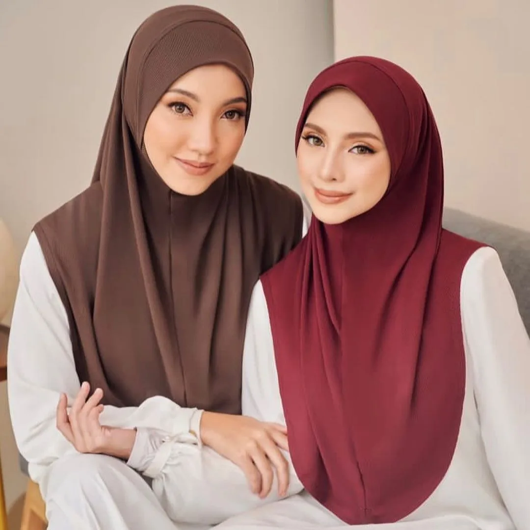 Sharut Adult Malaysian Ready to Wear Turban Jilbab Khimar Crystal Hemp Plain Ladies Muslim Women Premium Kerudung Instant Hijabs
