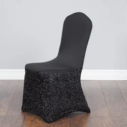 Black Glitter Chair Cover Shiny Stretchy Spandex Slipcover Sequin Chair Covers For Weddings Banquet Party