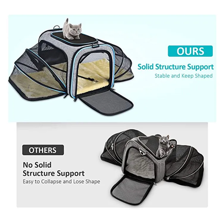 
One-shoulder Cat and Dog Bag Pet Double Expansion Bag Travel Portable Breathable Messenger Cat Carrier 