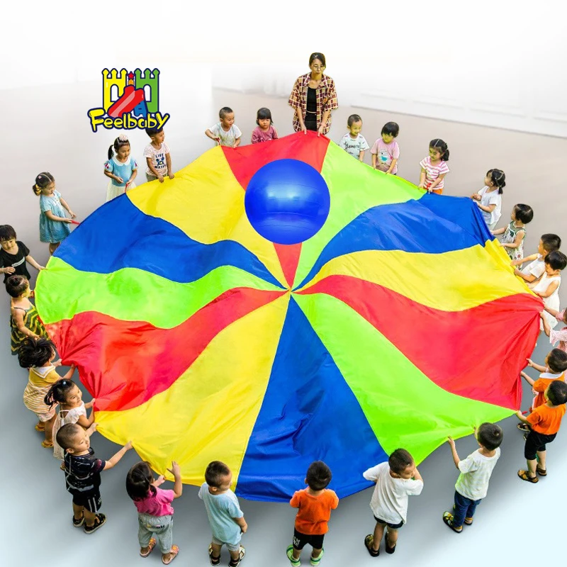 outdoor enfants children rainbow games colorful mini funny kid toys mini plastic running drop amusement kids play parachute toys