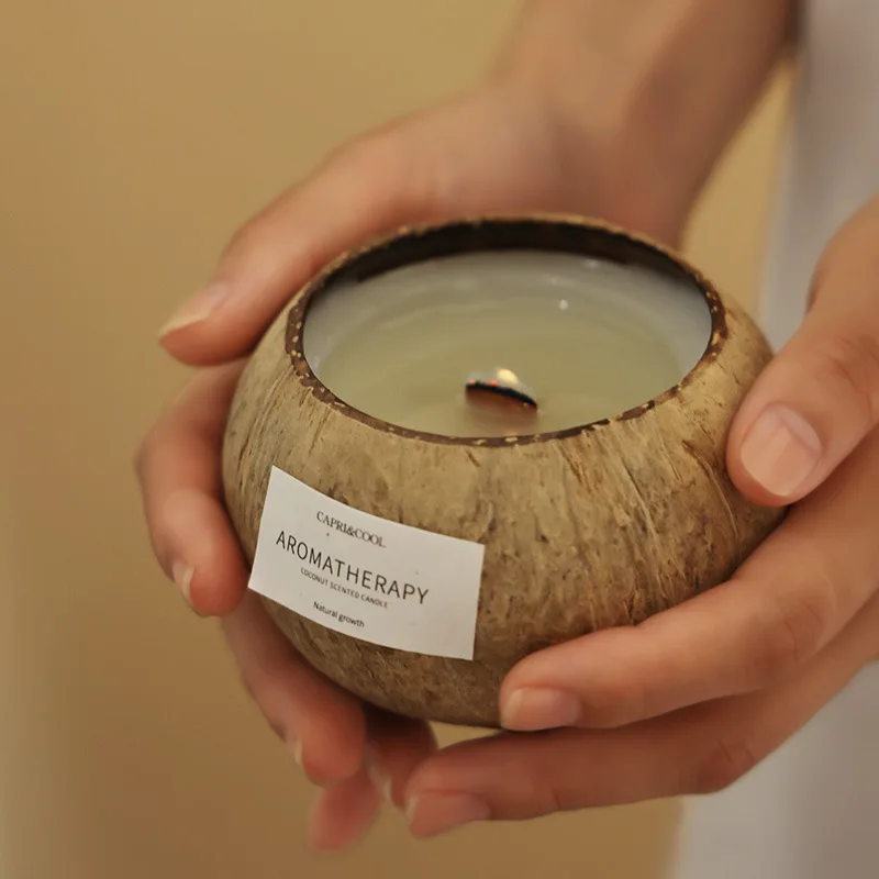 High Quality Coconut Shell Scented Candle Unique Home Decor Gift Creative Bowl Design for Christmas Silver Metal Candle Making