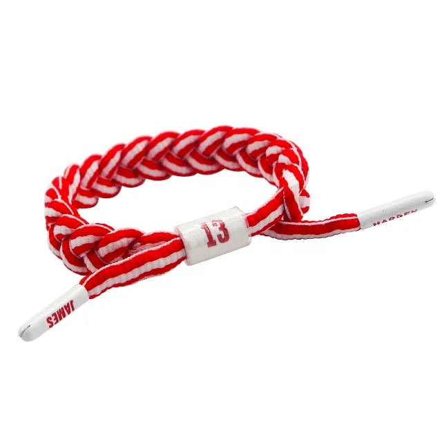 Wholesale basketball stars name shoe lace men braided bracelet