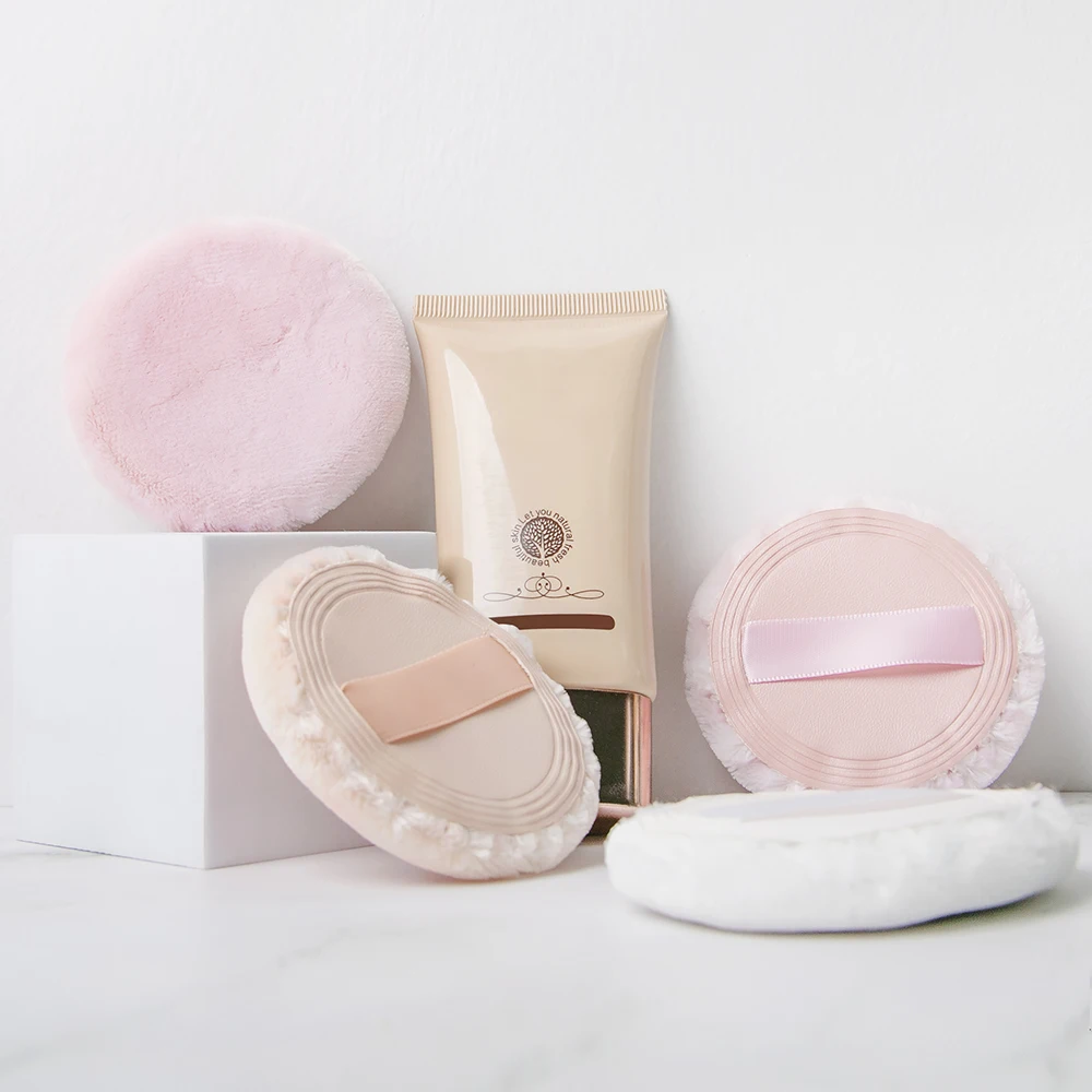 Private label cosmetic plush puff loose powder cushion cotton makeup puff