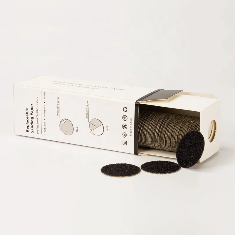 80# 150# 240# 100pcs/box Black  Silicone Carbide Abrasive Sandpaper Nail Sanding Disc for Pedicure