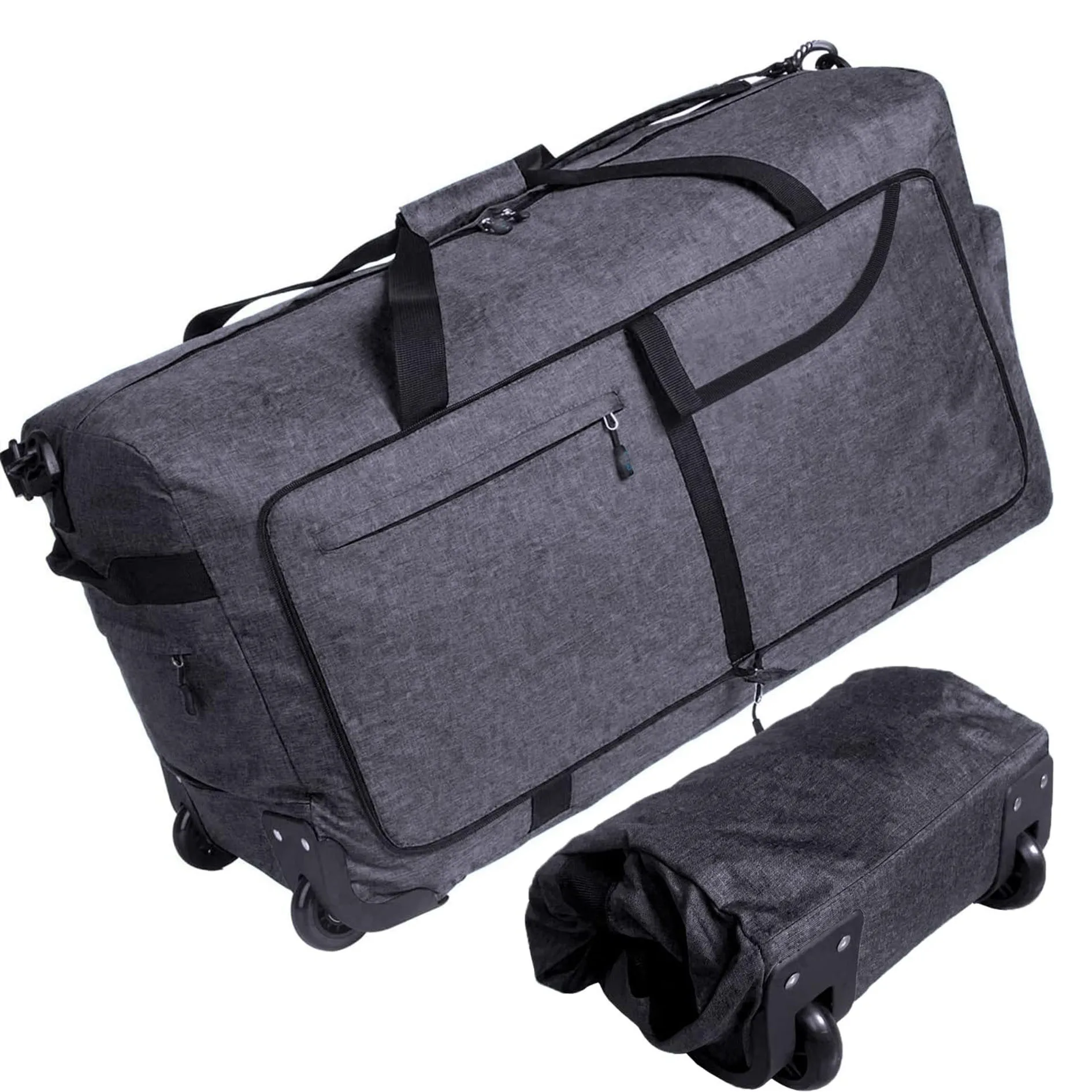 FREE SAMPLE Wheeled Duffle Bag Foldable Weekender Luggage 100L Large Rolling Folding Travel lightWeight Duffle Bag