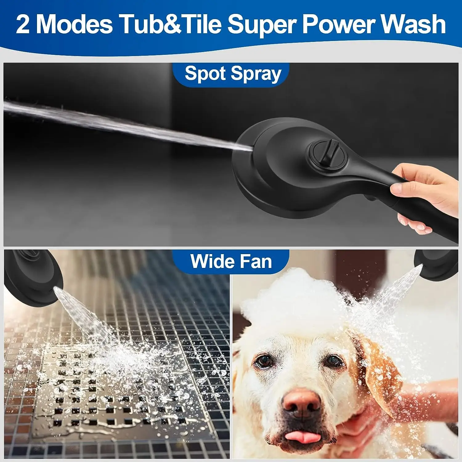 High Pressure Handheld Shower Head 11 Setting High Flow Even with Low Water Pressure Hand Held Showerhead
