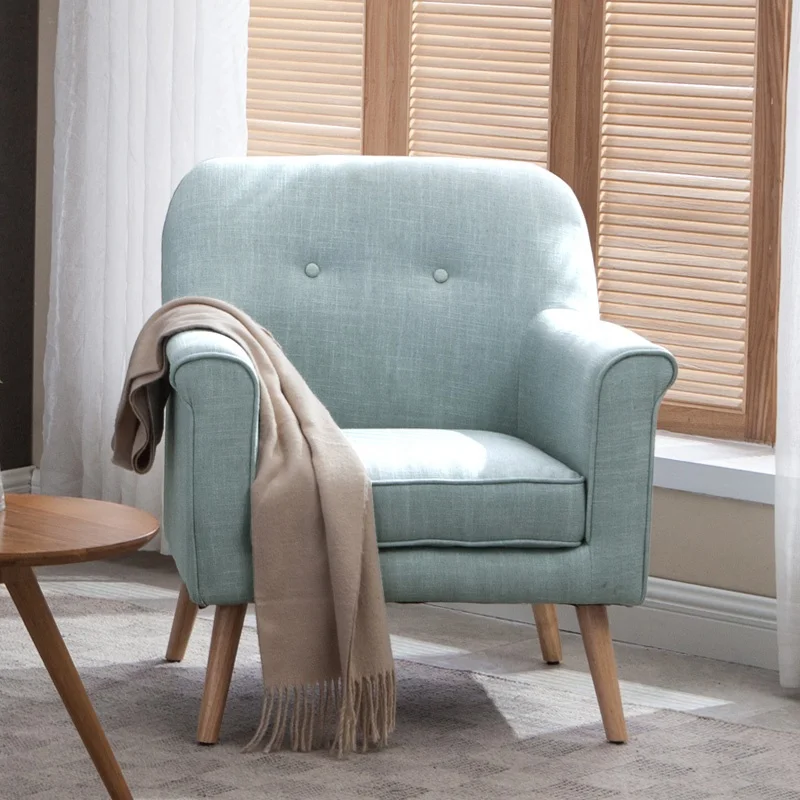 
Modern nordic style fabric wooden accent chair luxury dining arm chair 