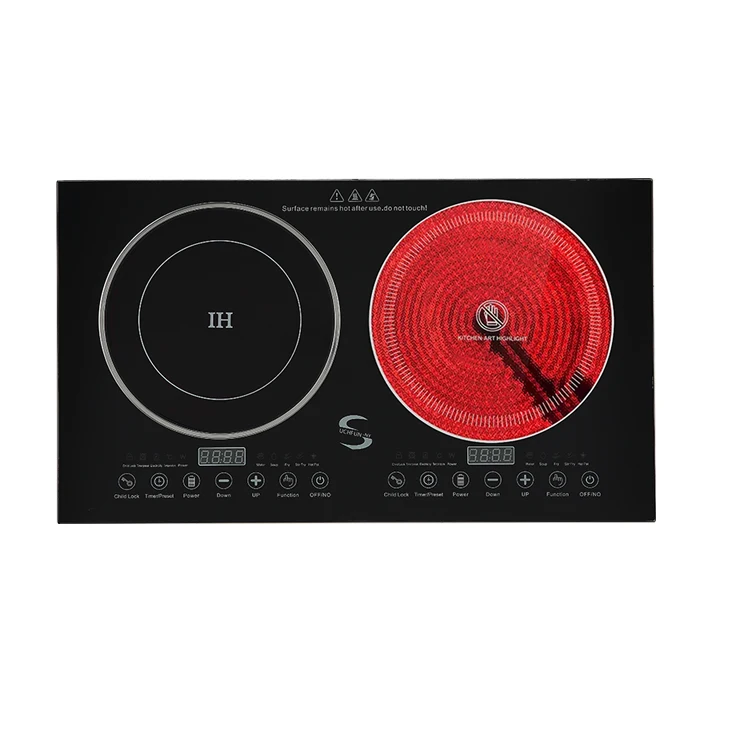 CE CB built-in 2 burners combined infrared cooker and induction cooker