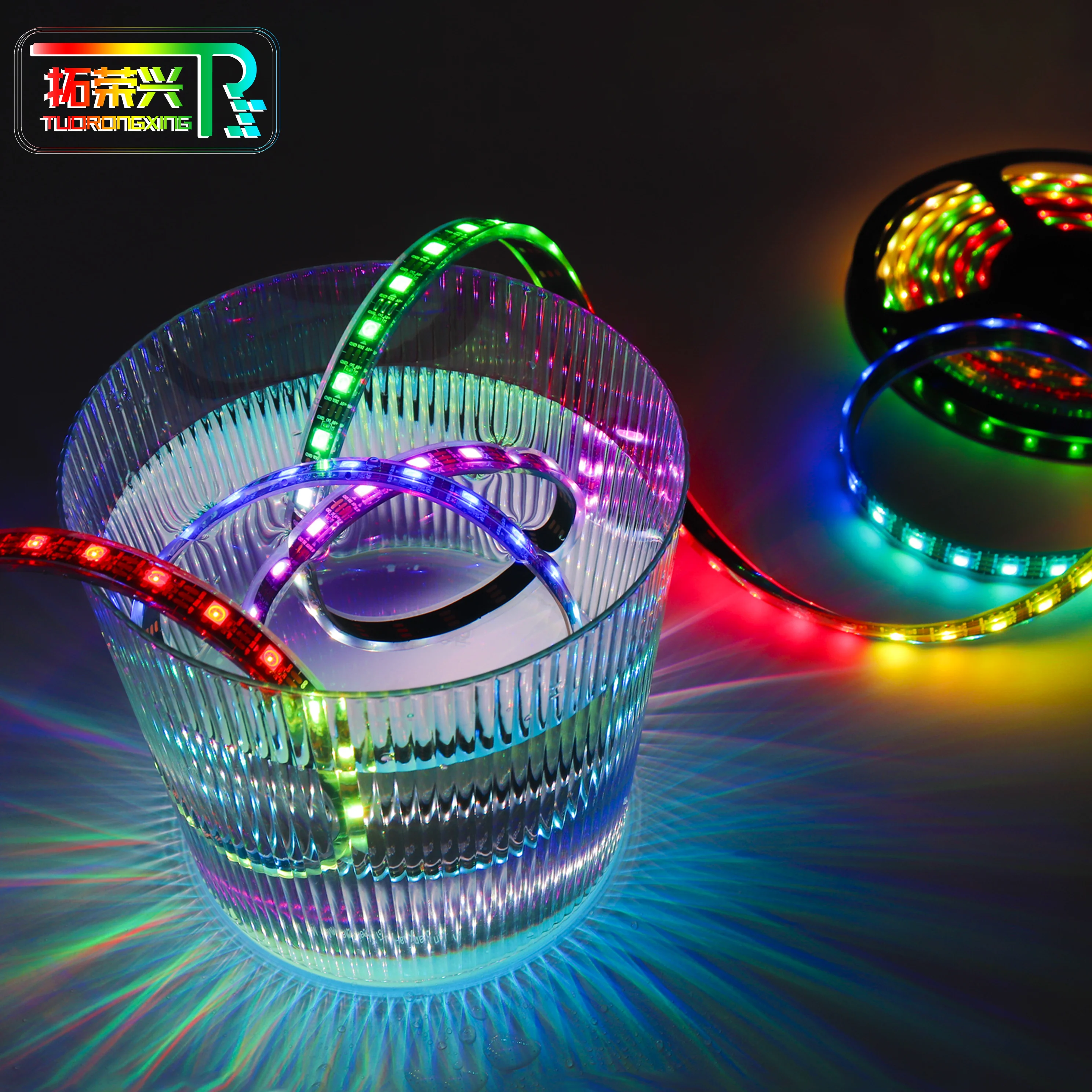 WS2812B 5050 RGB Гибкая программируемая Светодиодная лента веревочный свет Bluetooth/Wi-Fi пульт дистанционного управления USB подключение IP67 медный пейзаж