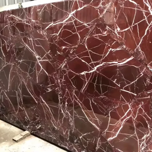 HZX Modern Red Quartz Stone Slab for Kitchen Island Countertops 3D Model Design Capable for Hotels