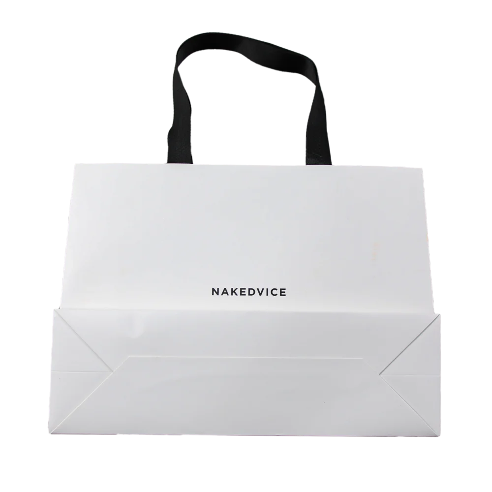 Luxury Shopping Packaging Bag With Ribbon Handle Boutique Customized Printed Euro Paper Gift Bags With Custom Logo