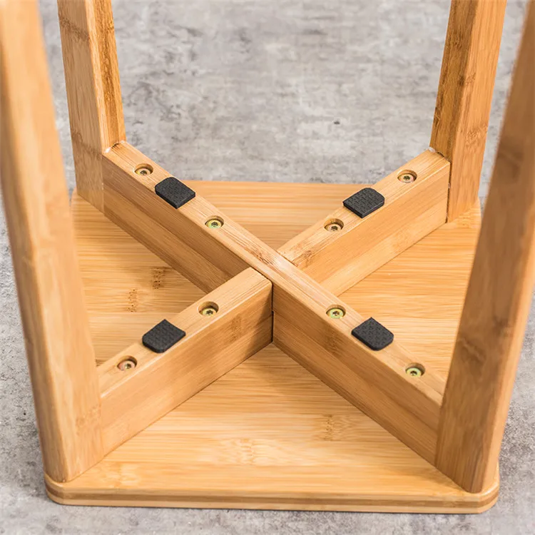 
2021 New Square Revolving Wooden Bamboo Kitchen Breakfast Bar Stool High Stool 