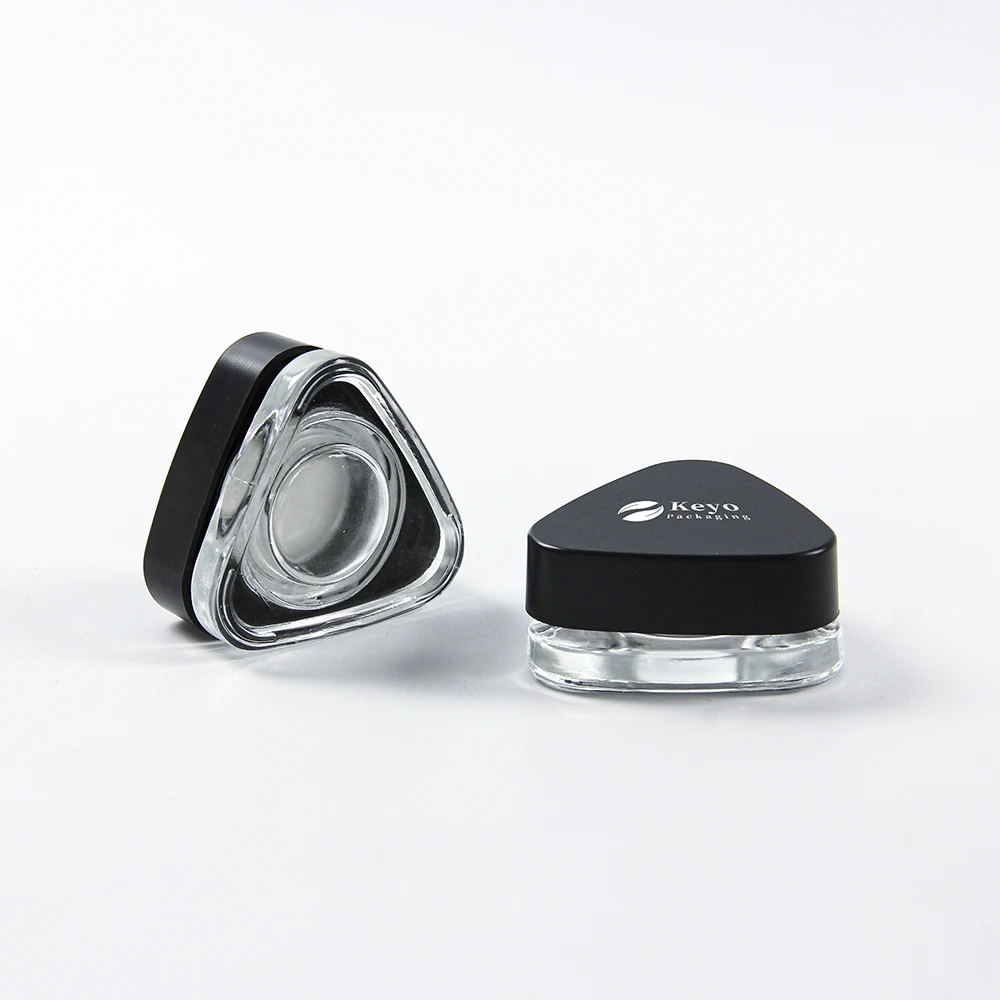 Custom Color 9g Triangle Clear Concentrate Jar Small Triangle Bottom Child Proof Concentrate Glass Small Jar