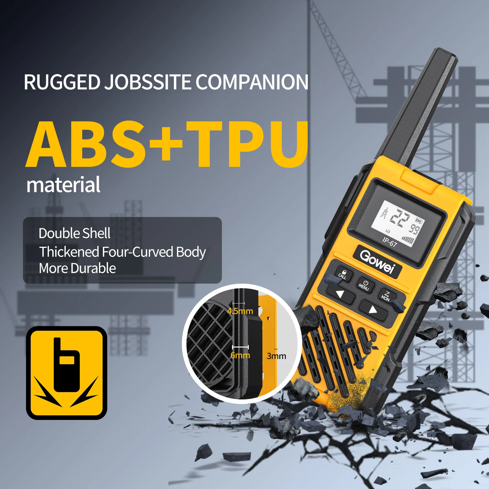 Two Way Radio G1PRO UHF Walkie Talkie with Charger, Hands Free, Long Range Walkie Talkie IP67