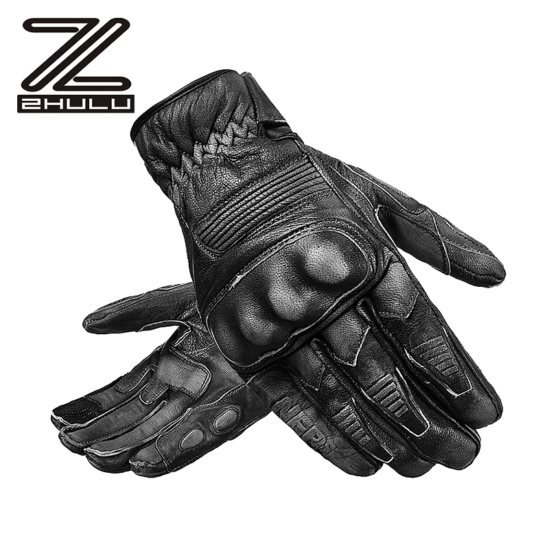 Touch Screen Motorcycle Vintage sheep leather glove Four seasons Windproof Wear resistant glove