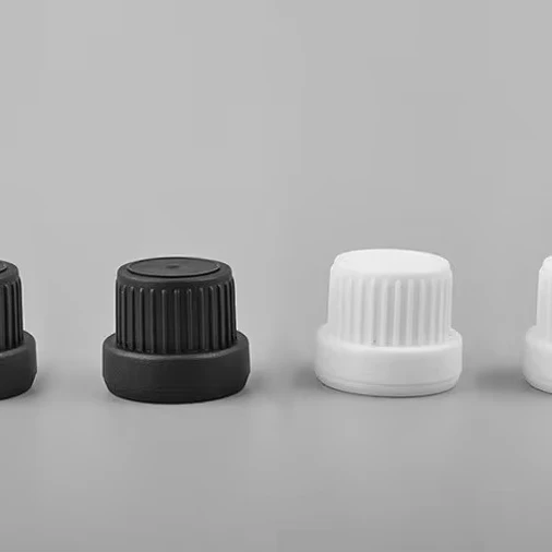 18mm Black  White Essential Oil Bottle Cap With Orifice Reducer Plug