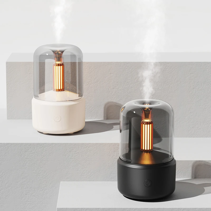 Новый дизайн 2022, настольный ультразвуковой увлажнитель воздуха 2 в 1, светодиодная лампа с теплым ночником, аромадиффузор со свечами для комнаты, отеля