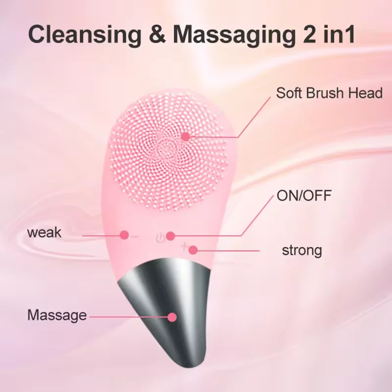 2024 Best sellers Exfoliator Face Scrub Washing Brush Skin Care Tools Deep Cleansing Electric Silicone Facial Cleansing Brush