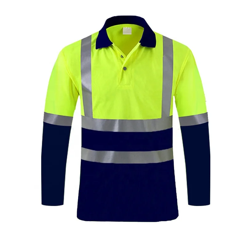 Long Sleeve Uniform Outdoor High Visibility Reflective Safety Shirts yellow orange custom logo Safety Customized T Shirts