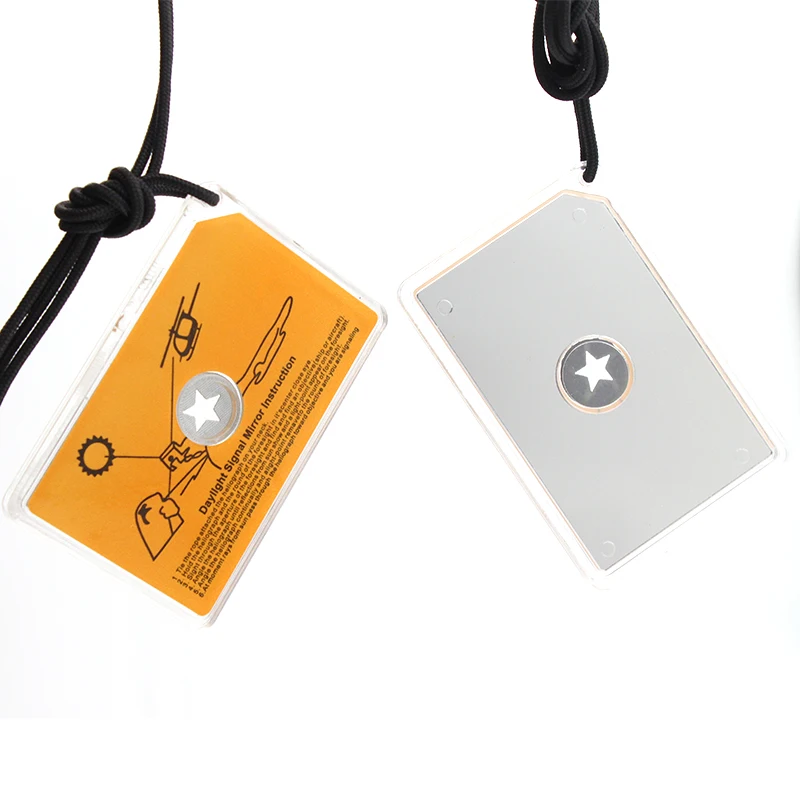 Portable Camping Daylight Signalling Mirror Survival Emergency Rescue Square Signal Mirror with Emergency Whistle