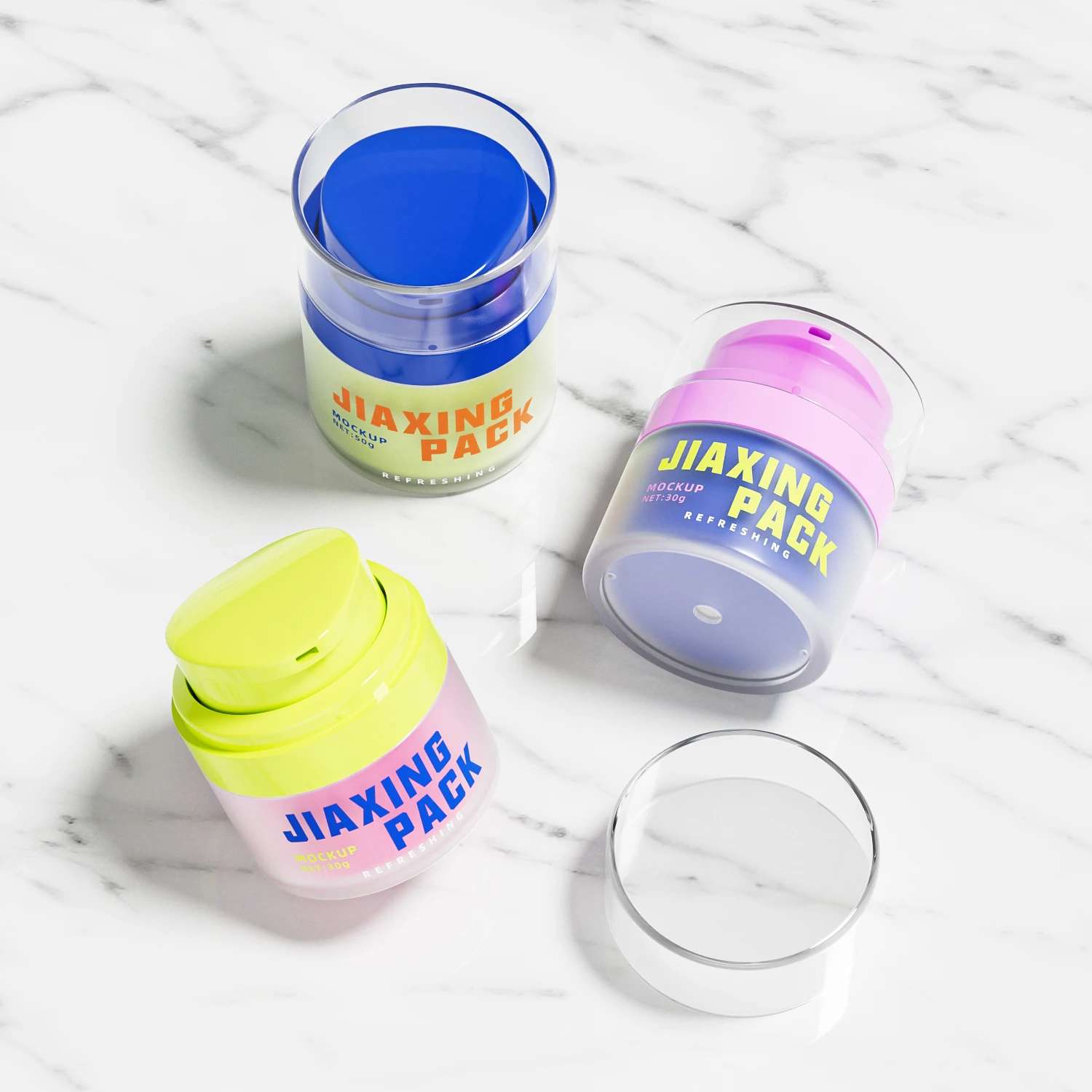 Refillable press top matte lotion plastic airless pump 30g 50g face cream jar packaging