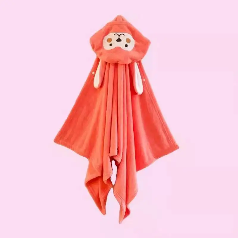 Coral velvet baby hooded bath towel can be ordered logo Baby 140x70 Baby Cape Cape