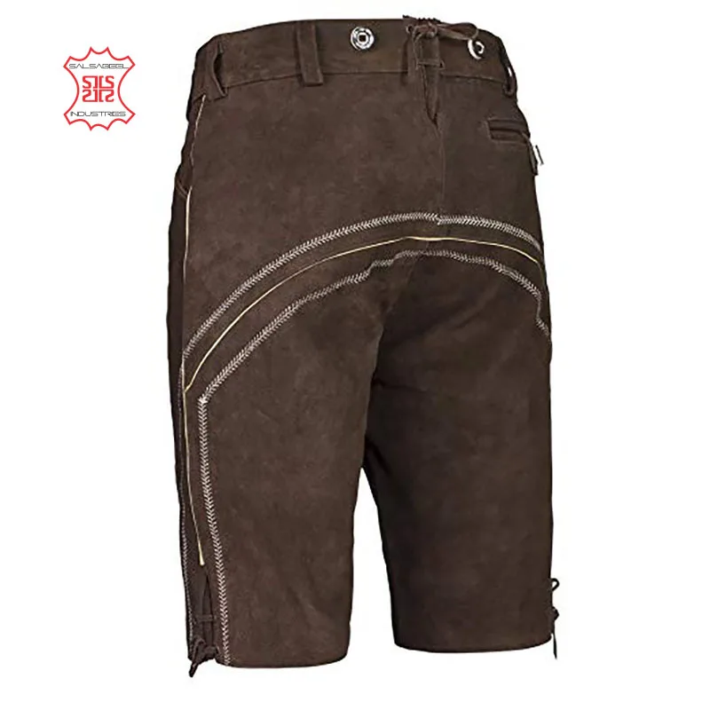 Top quality antique genuine cow split suede leather best selling bavarian lederhosen shorts