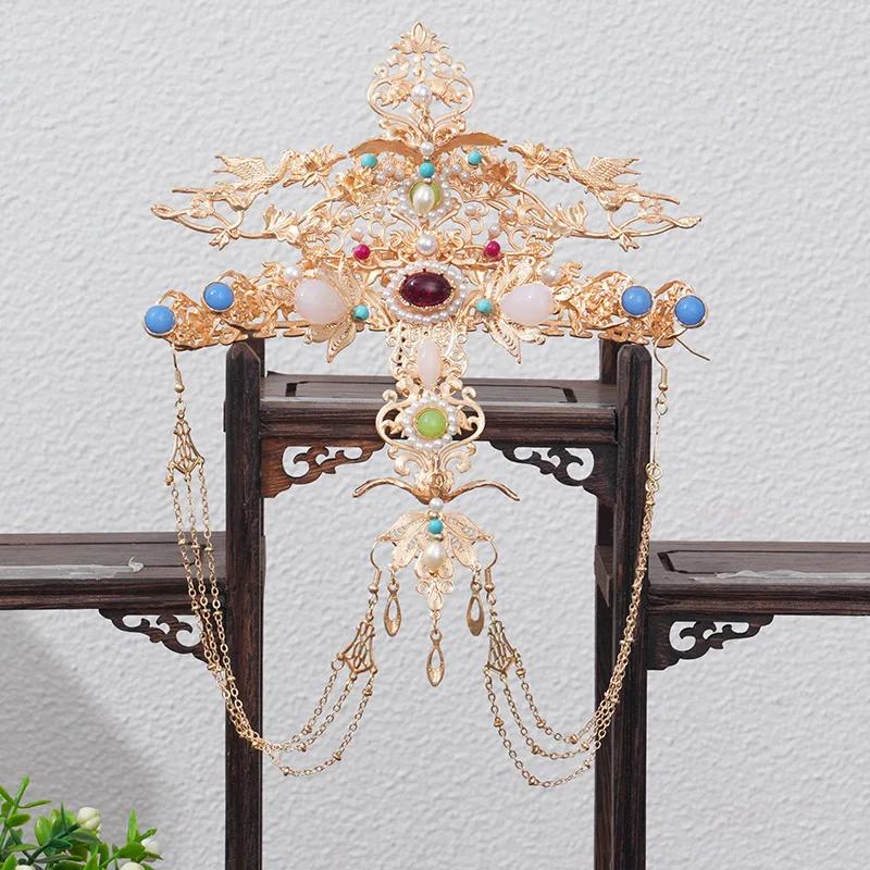 Винтажные металлические головные уборы Hanfu с кисточками элегантные цепочки для волос головной убор бахромой аксессуары женщин и