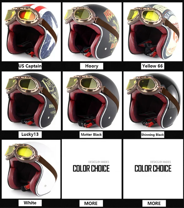classic ABS half face motorcycle retro vintage leather helmet for motorcycle scooter motorbike