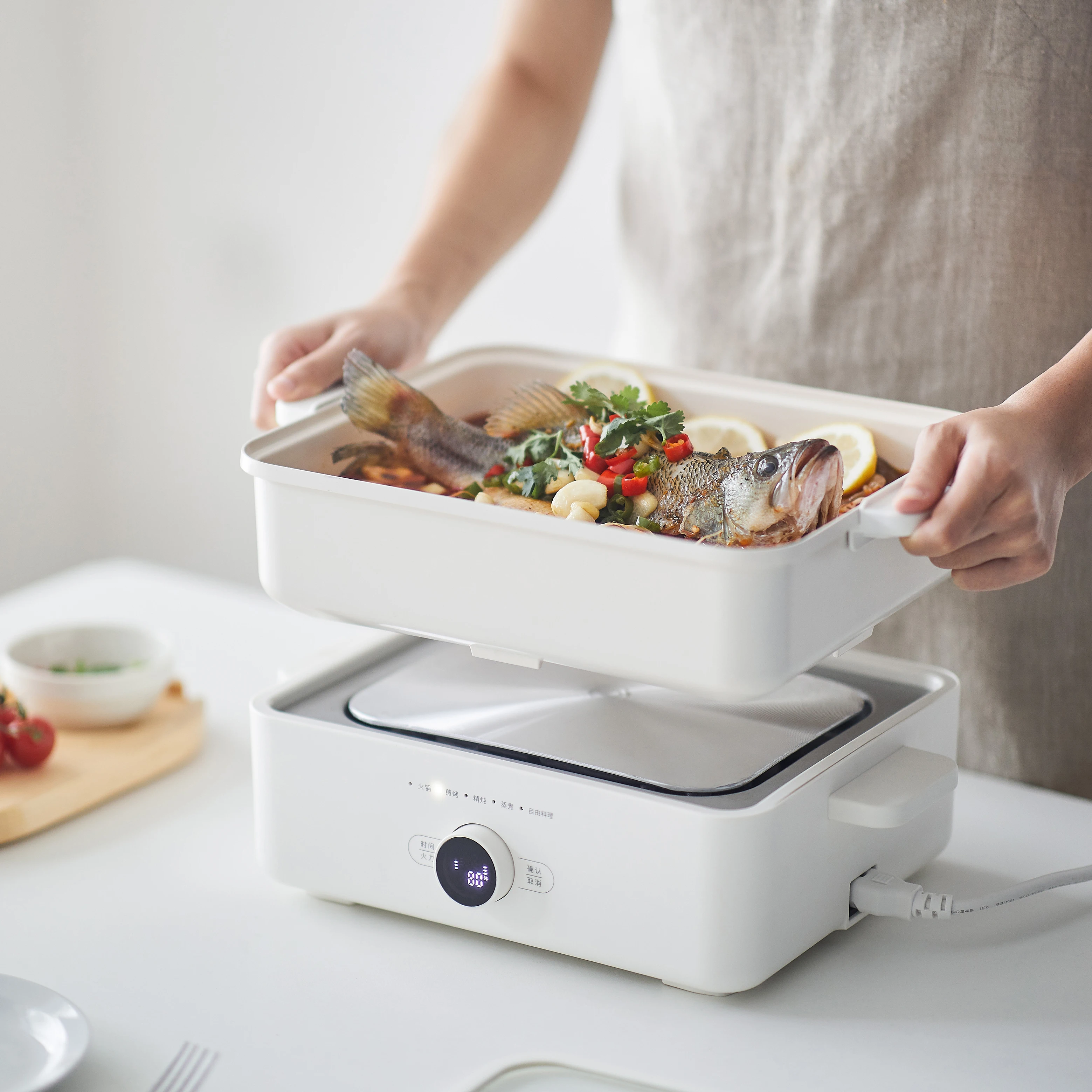 4.5L Multi-function Electric Hot Pot Non-stick Grill Pan Multipurpose Electric Cooking Pot Frying Pan With Steamer