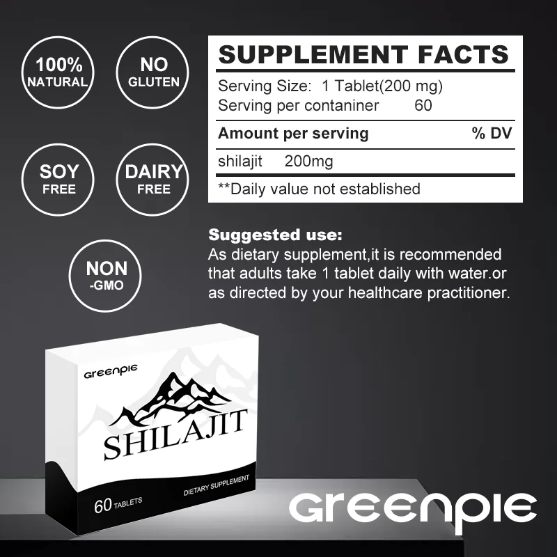 Greenple SHILAJT Tablets Dietay Supplement Owned Factory Technical Maturity Pure Himalayan Shilajeet Fulvic Acid